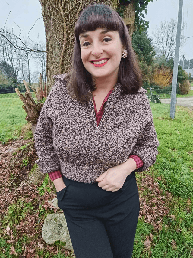 Veste topper rose et noire 